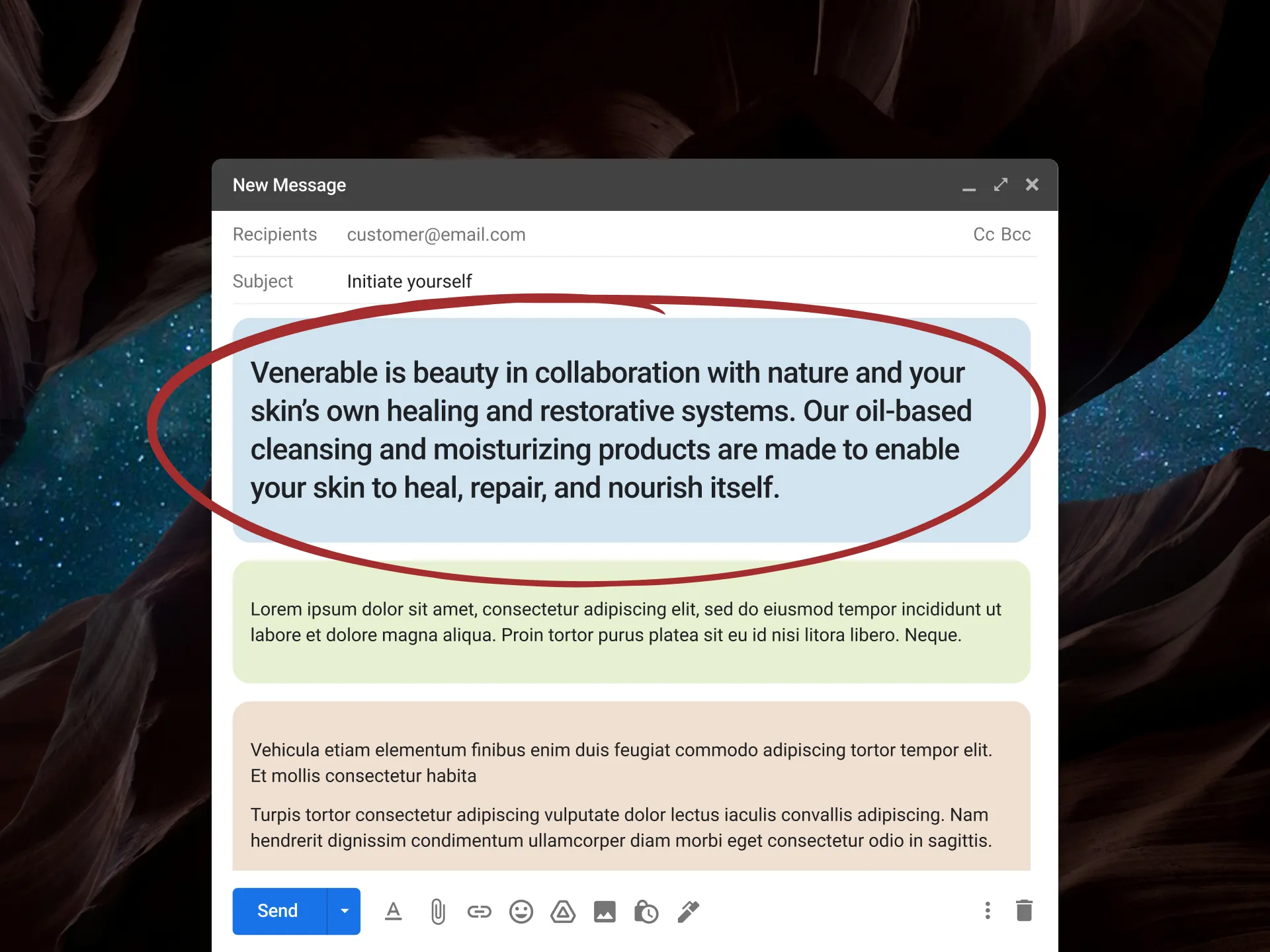 Example of a reminder section in a welcome email