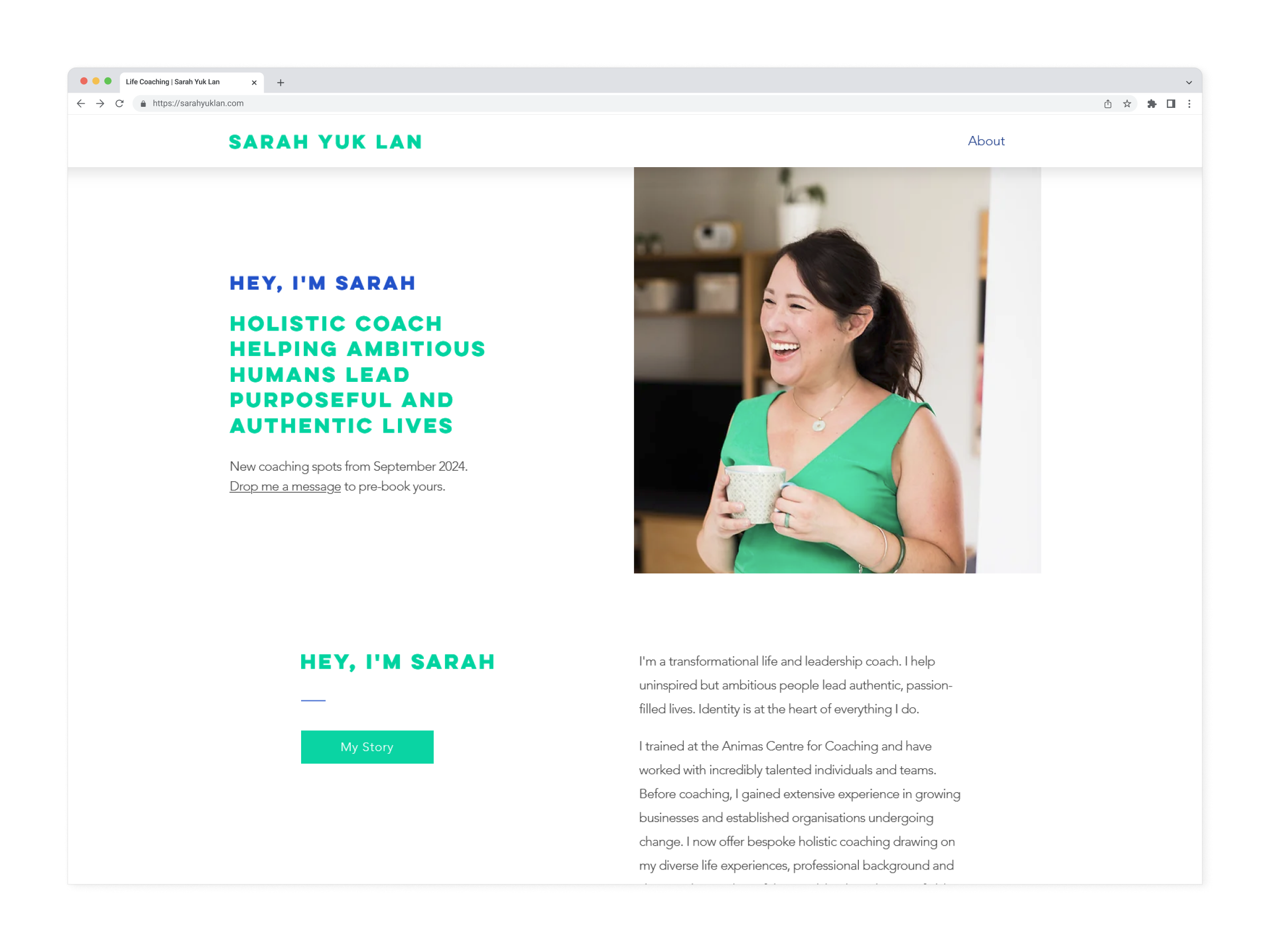 Cards showing a before and after copywriting example from Sarah's website