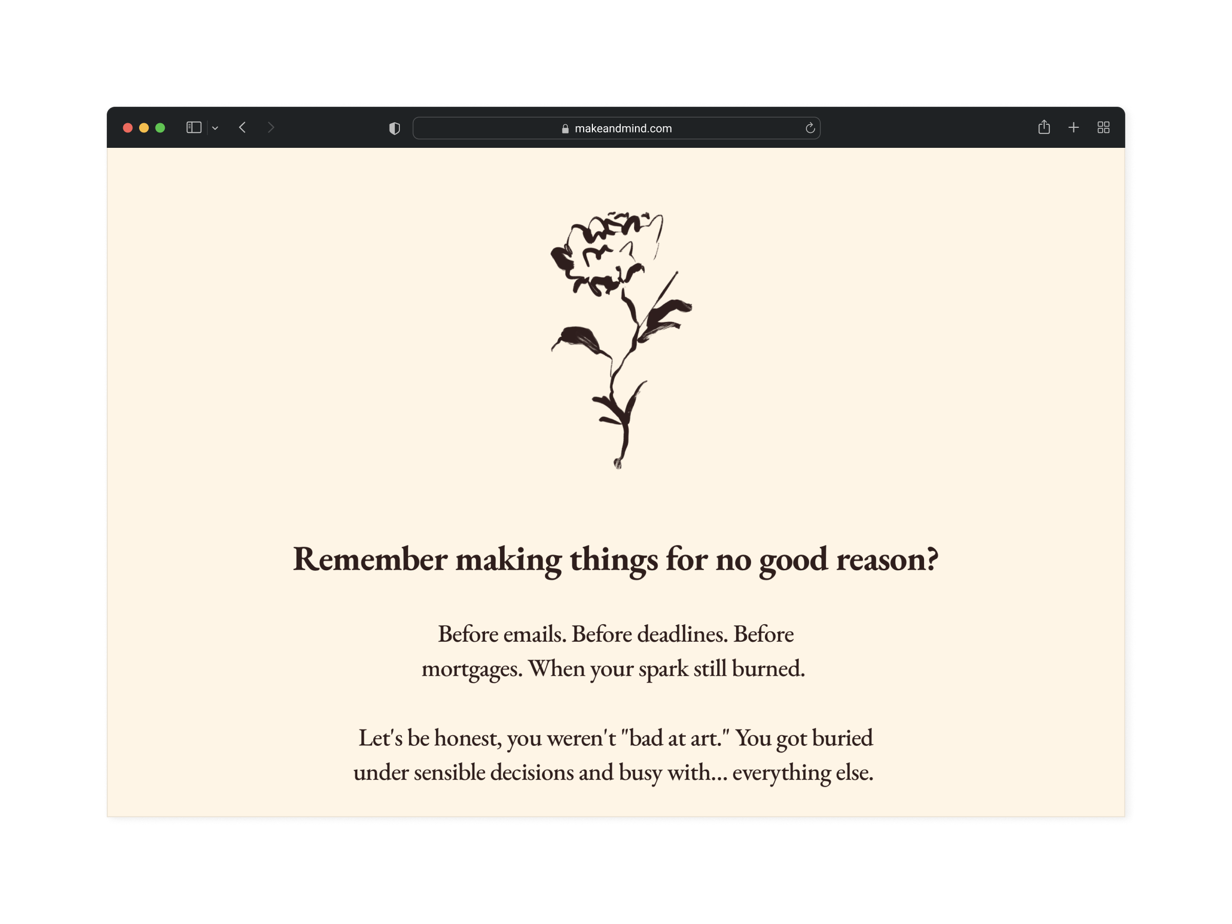 Welcoming section on the homepage