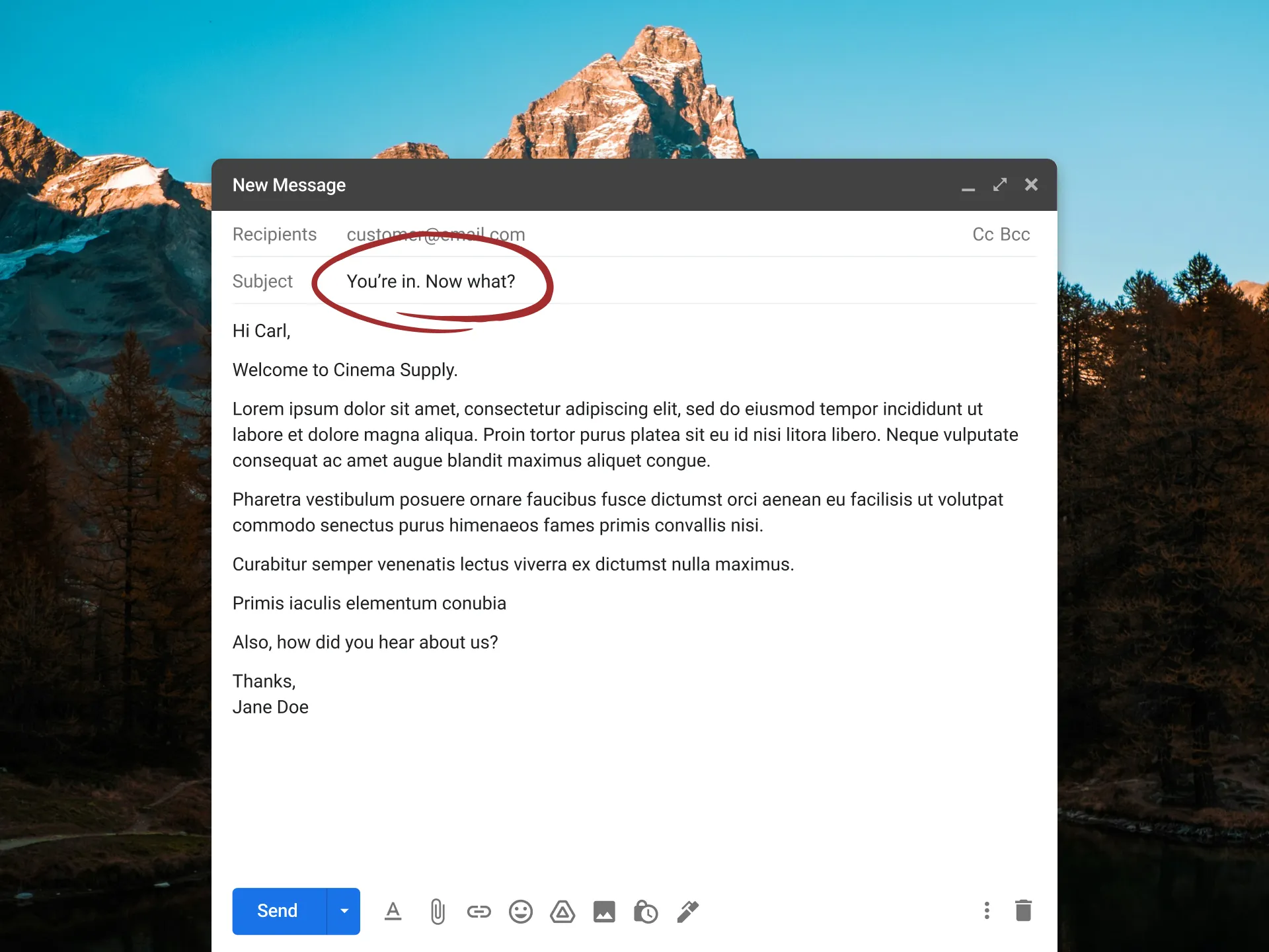 Example of a good subject line