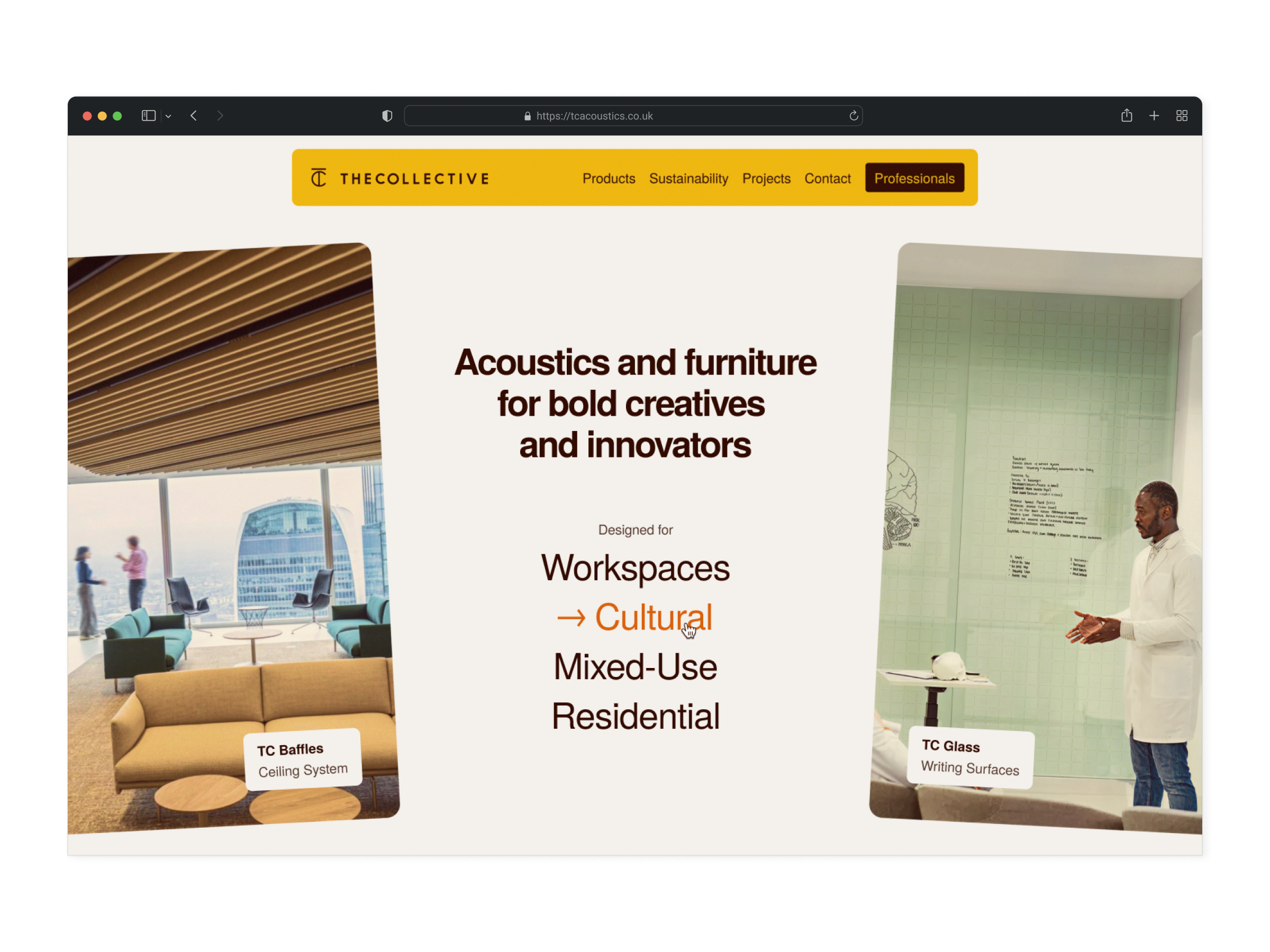 Screenshot of The Collective's homepage