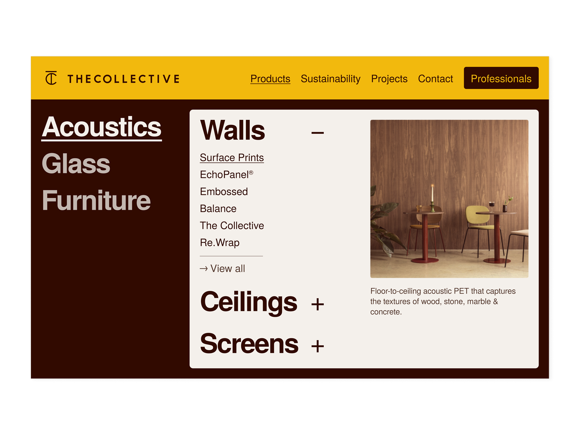 Screenshot of Mega menu design from the final design phase