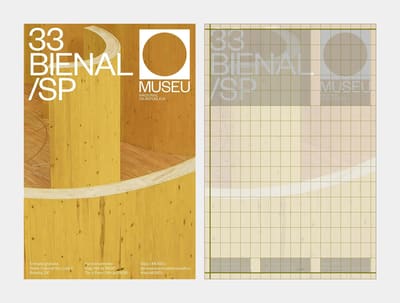 Bienal São Paulo poster with grid overlay showing structural alignment