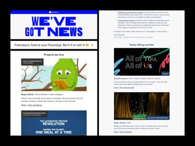 Email subject line and snippets from Blueberry newsletters