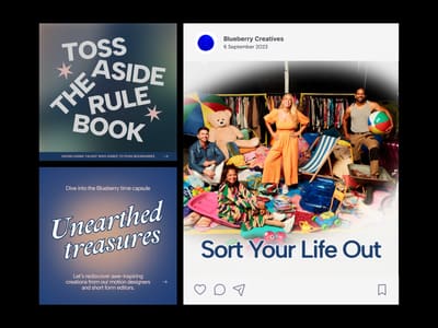 Selection of social media posts designed for Blueberry