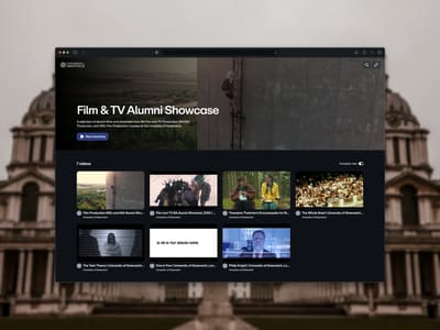 Screening room slash website where alumni films can be watched