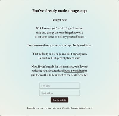 Long call to action inviting the reader to sign up