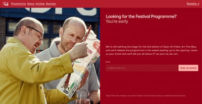 section on the Open Art Folke website that invites you to sign up for the newsletter