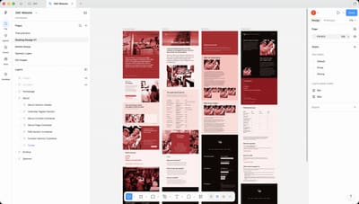 desktop wireframes for Open Art Folke website on Figma
