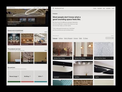Screenshots of the Homepage and Products pages from the first design phase