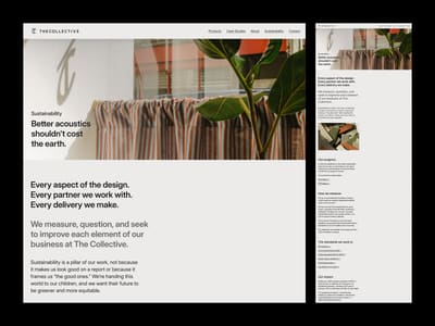 Screenshots of the Sustainability page from the first design phase