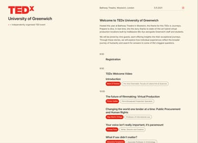 Design for the 2019 TEDx Programme website