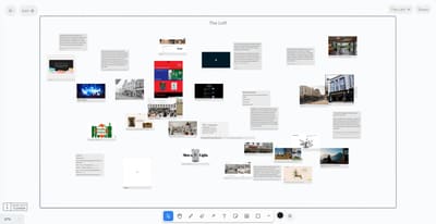 Canvas with early design references scattered throughout