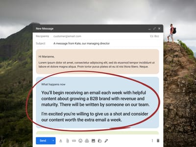 Example of setting expectations in a welcome email